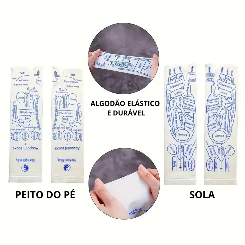 KIT Reflexologia Podal - Meia VitalPoint + Massageadores Acupressão